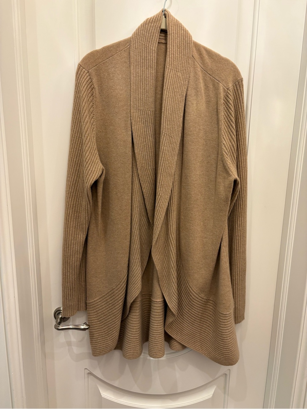 Women’s Open-Front Shawl Collar Sweater Cardigan - Camel